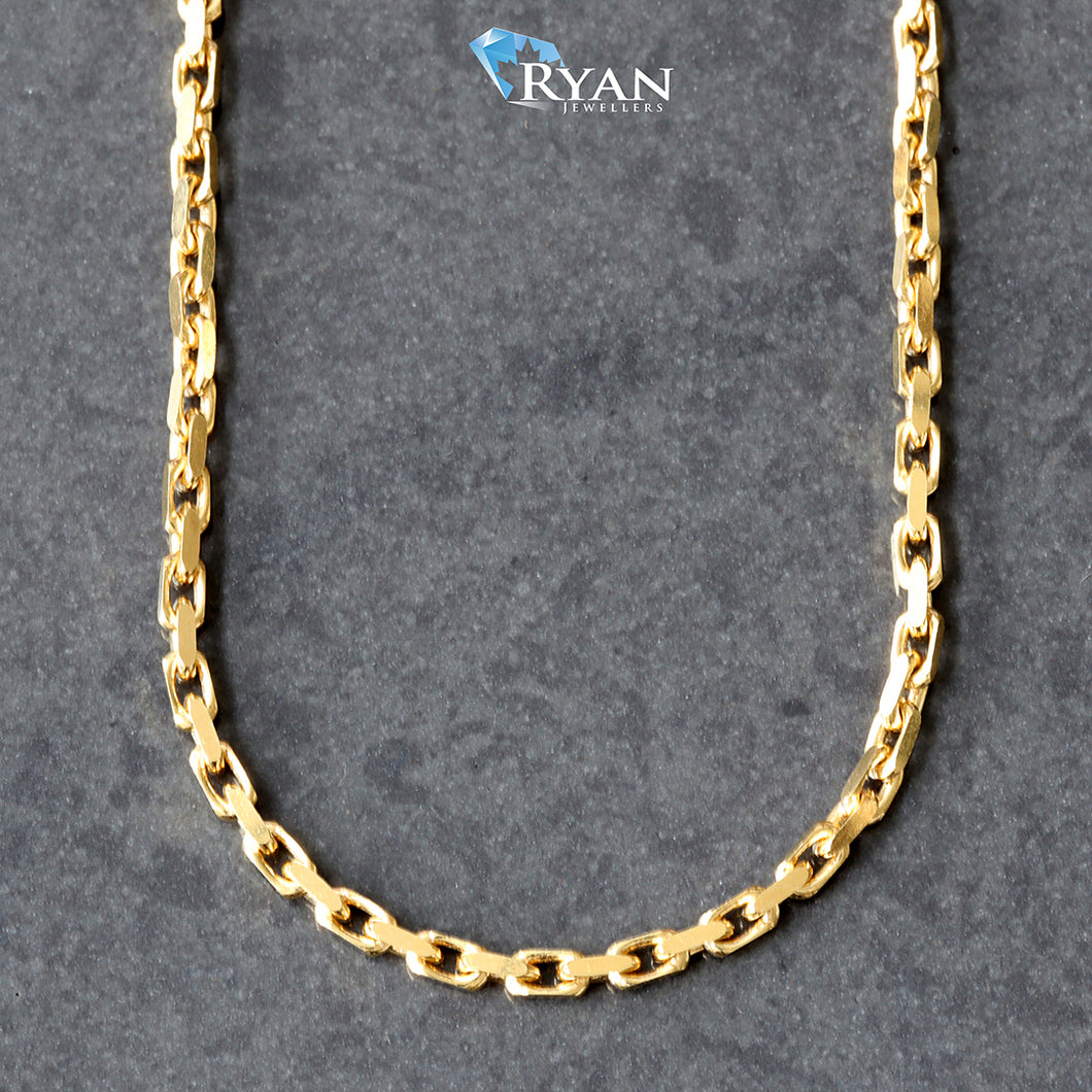 CHAIN GY 10K 22 INCHES 2MM SOLID HERMES SQURE CABLE LINKS