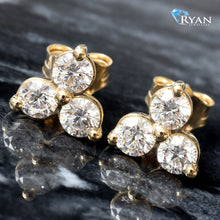 Load image into Gallery viewer, LAB EARRING GY 10K 1.00CTW THREE STONE CLUSTER STUDS

