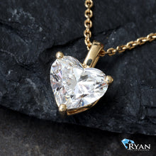 Load image into Gallery viewer, 1.50CTW LAB Heart Diamond 3 Prong Pendant With High Polish Bail On Chain
