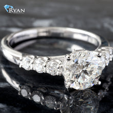 Load image into Gallery viewer, LAB RING GW 14K 1.90CTW ROUND SOLITAIRE THREE STONE SHOULDERS SIDE PROFILE DIAMOND BASKET ACCENT

