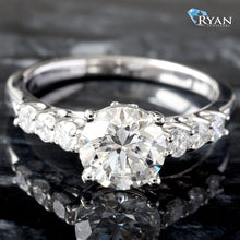 Load image into Gallery viewer, LAB RING GW 14K 1.90CTW ROUND SOLITAIRE THREE STONE SHOULDERS SIDE PROFILE DIAMOND BASKET ACCENT
