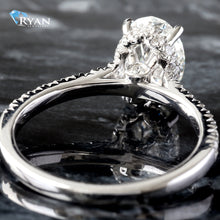 Load image into Gallery viewer, RING GW 14K 2.00CTW OVAL SOLITAIRE CONTOUR HIDDEN HALO UPSWEPT PAVE SHOULDERS PROFILE DIAMOND BEZEL ACCENT
