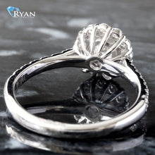 Load image into Gallery viewer, LAB RING GW 14K 1.00CTW ROUND BRILLIANT SOLITAIRE WITH HALO UPSWEPT PAVE SHOULDERS
