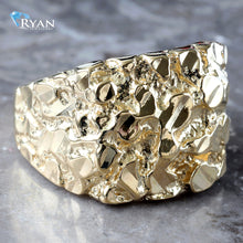Load image into Gallery viewer, RING GY 10K SQUARE SHAPE DIAMOND CUT NUGGET
