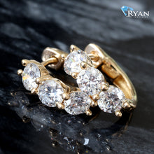 Load image into Gallery viewer, 1.00CTW LAB 3 Round Gold &amp; Diamond Huggie Hoops
