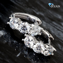 Load image into Gallery viewer, 2.00CTW LAB Three Round Diamond Shared Prong Huggie Hoops

