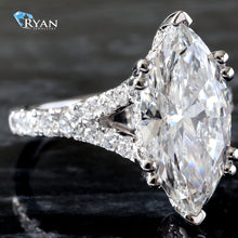 Load image into Gallery viewer, 4.75ctw Marquise Diamond Solitaire with Hidden Halo and Split Pave Diamond Shoulders Ring
