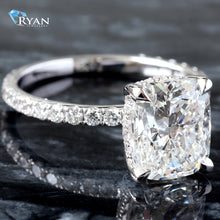 Load image into Gallery viewer, 3.62CTW LAB Cushion Center With Pave Shoulder And Hidden Halo
