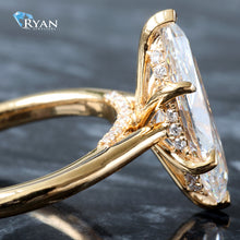 Load image into Gallery viewer, LAB RING GY 18K 2.70CTW MARQUISE WITH CATHEDRAL SHOULDER AND HIDDEN HALO
