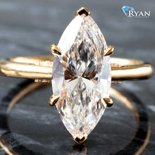 Load image into Gallery viewer, LAB RING GY 18K 2.70CTW MARQUISE WITH CATHEDRAL SHOULDER AND HIDDEN HALO
