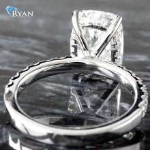 Load image into Gallery viewer, 4.52CTW LAB Elongated Cushion Center With Pave Shoulders And Hidden Halo
