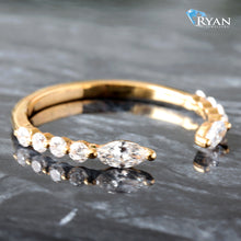 Load image into Gallery viewer, 0.37CTW LAB Marquise &amp; Round Single Prong Open Face Band
