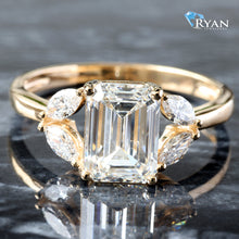 Load image into Gallery viewer, 2.15CTW LAB Emerald Center With Marquise Accents And High Polish Shoulders
