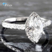 Load image into Gallery viewer, 1.35CTW LAB Marquise Center With Cathedral Pave Shoulders &amp; Halo
