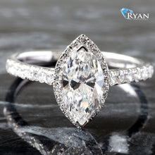 Load image into Gallery viewer, 1.35CTW LAB Marquise Center With Cathedral Pave Shoulders &amp; Halo
