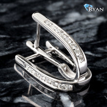 Load image into Gallery viewer, 0.33CTW LAB Diamond Channel Set Oval Shaped J Hoops

