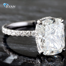 Load image into Gallery viewer, 5.64CTW LAB Cushion Cut Solitaire With Hidden Halo &amp; Pave Shoulders
