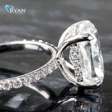 Load image into Gallery viewer, 5.64CTW LAB Cushion Cut Solitaire With Hidden Halo &amp; Pave Shoulders
