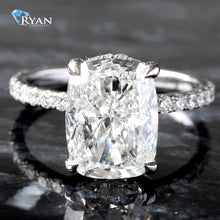 Load image into Gallery viewer, 5.64CTW LAB Cushion Cut Solitaire With Hidden Halo &amp; Pave Shoulders
