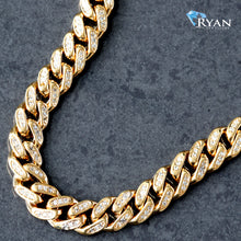Load image into Gallery viewer, CHAIN GY 10K 26 INCHES 5.00CTW PAVE SET SOLID MIAMI CUBAN LINKS 8.5MM
