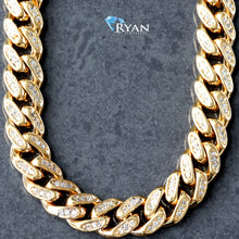 Load image into Gallery viewer, CHAIN GY 10K 26 INCHES 5.00CTW PAVE SET SOLID MIAMI CUBAN LINKS 8.5MM
