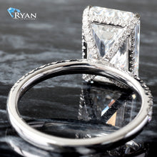 Load image into Gallery viewer, 5.62CTW LAB Emerald Solitaire With Diamond Basket, Hidden Halo and Pave Shoulders
