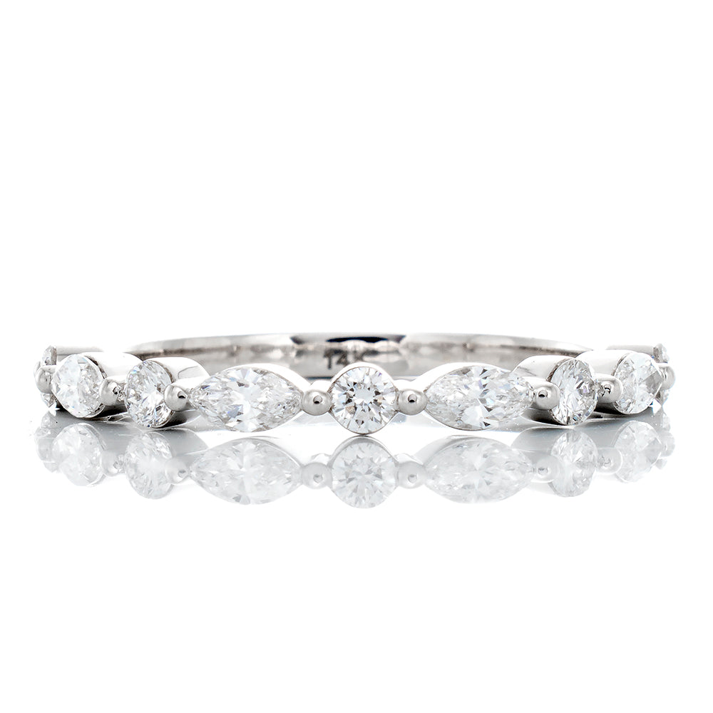 0.45ctw Alternating Marquise and Round Cut Diamond Band