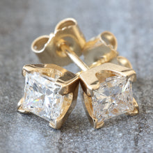 Load image into Gallery viewer, 1.00ctw Princess Solitaire Lab Diamond Studs
