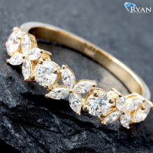 Load image into Gallery viewer, 0.91ctw Alternating Marquise Flower and Round Cut Diamond Band
