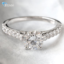 Load image into Gallery viewer, 1.35ctw Round Solitaire with Pave Shoulders Ring
