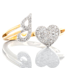 Load image into Gallery viewer, 0.20ctw Initial J &amp; Heart Diamond Cross Over Ring
