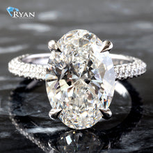 Load image into Gallery viewer, 7.23ctw Oval Solitaire with Dome Pave Shoulders and Hidden Halo Ring
