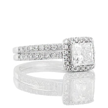 Load image into Gallery viewer, 1.50ctw Princess Cut Lab Created Diamond Bridal Set with Halo
