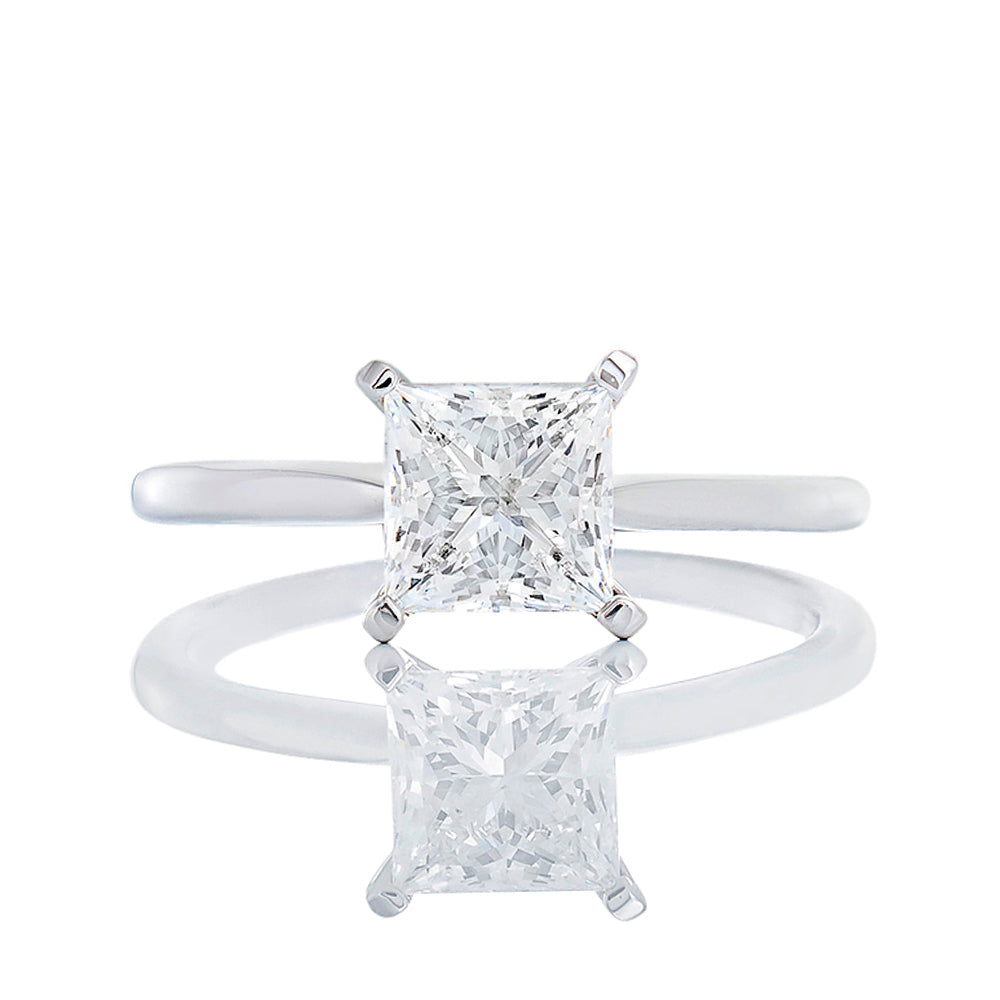 1.00ctw Lab Diamond Princess Cut Solitaire Hp Tapered Shoulders