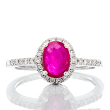 Load image into Gallery viewer, 1.20ctw Oval Ruby with Diamond Halo Ring
