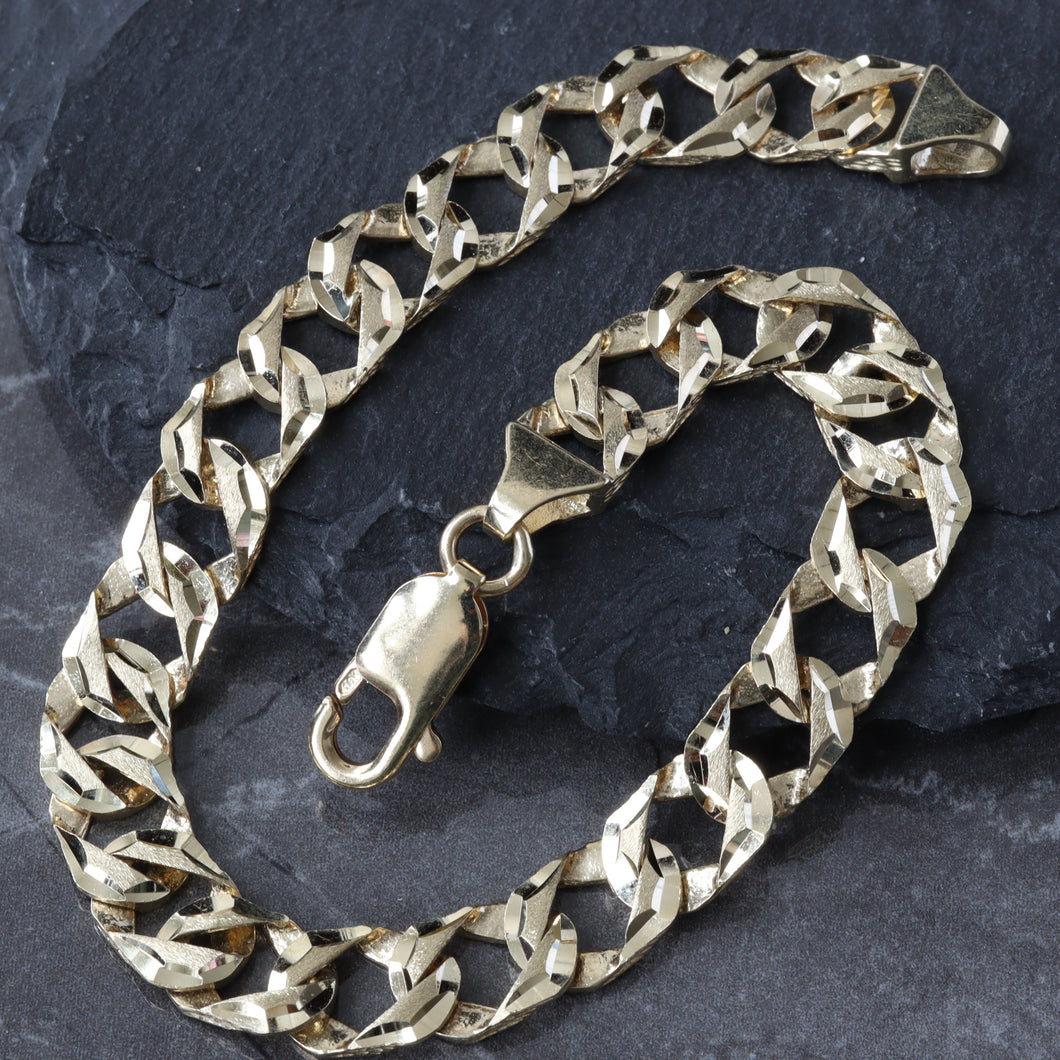 8mm Brushed & Diamond Cut Oval Casting Link Bracelet