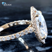 Load image into Gallery viewer, 4.93ctw Old European Moval Cut Solitaire with Halo and Pave Diamond Shoulders
