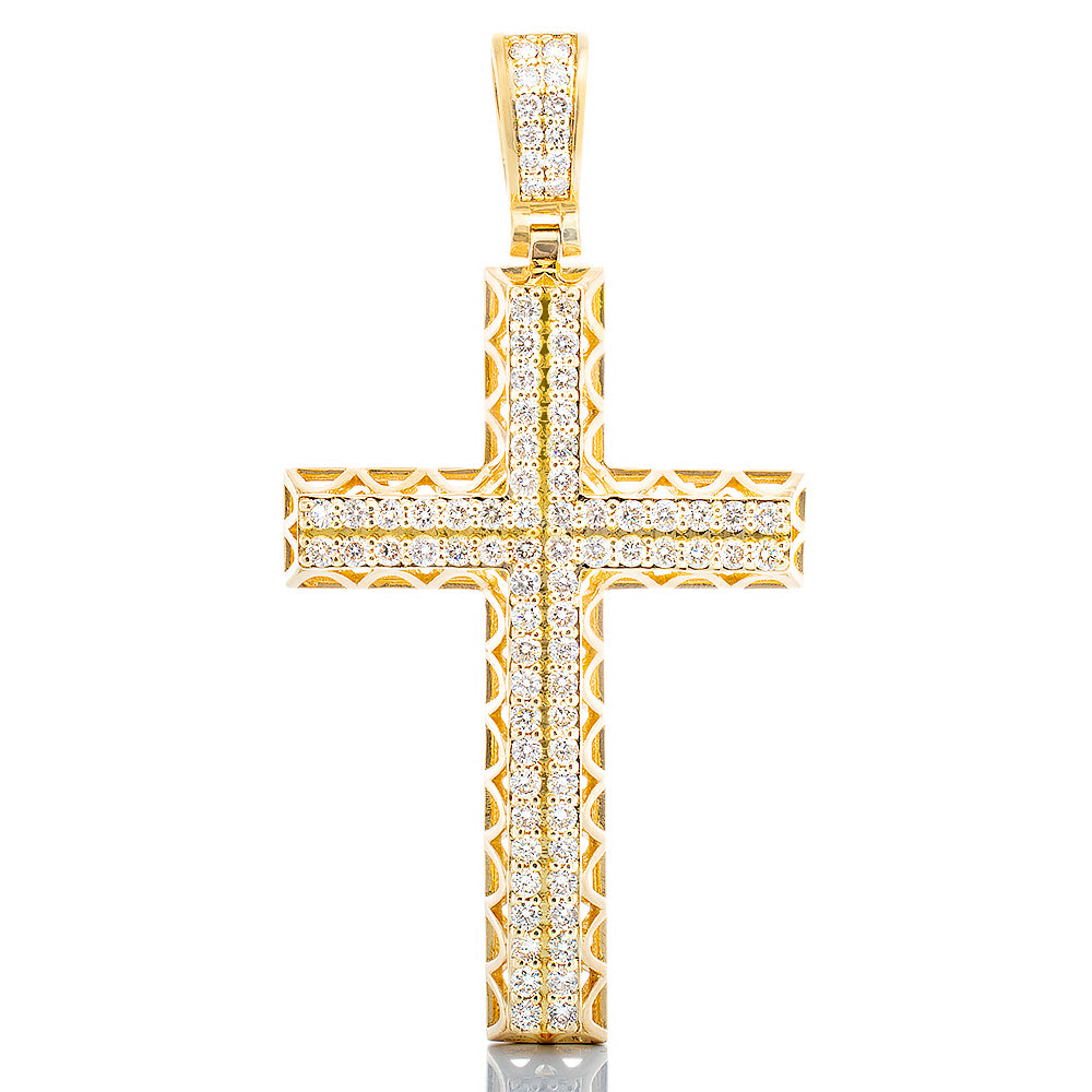 1.67ctw Double Row Diamond Cross on Pyramid Gallery