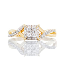 Load image into Gallery viewer, 0.25ctw Four Stone Center with Square Halo Diamod Ring
