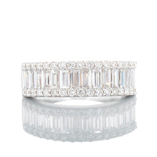 Load image into Gallery viewer, 2.40ctw Lab Diamond Three Row Baguette Center and Round Sides Ring
