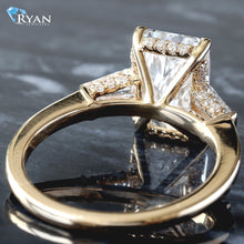 Load image into Gallery viewer, 3.70ctw Radiant Solitaire with Tapered Baguette and Hidden Halo Ring
