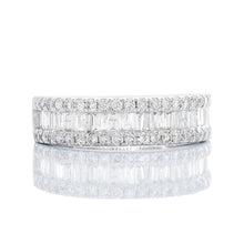 Load image into Gallery viewer, 1.15ctw Tapered Baguette Center with Round Cut Diamond Sides Band

