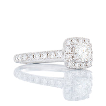 Load image into Gallery viewer, 0.94ctw Diamond Solitaire Split Prongs Cushion Halo
