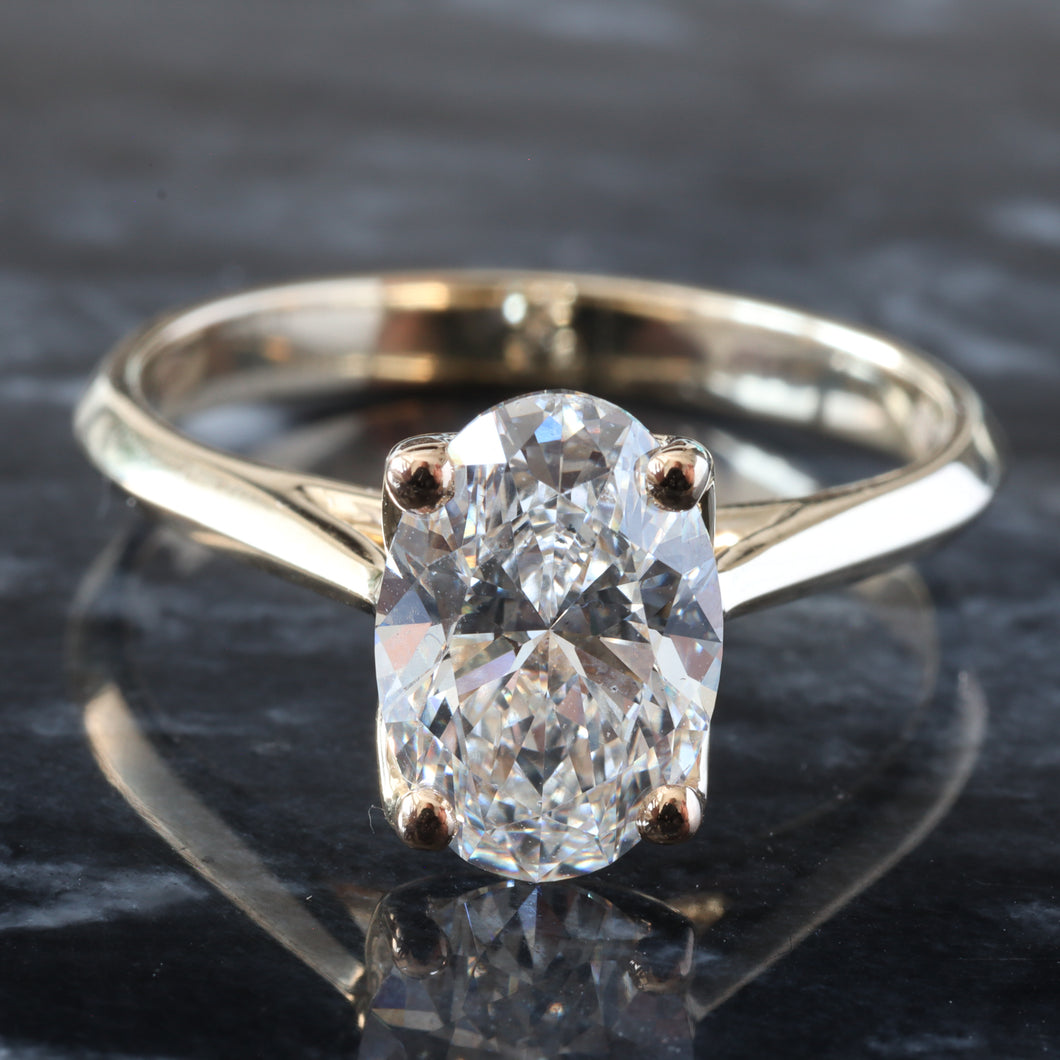 2.00ctw Oval Solitaire with Floral Basket and Cathedral High Polished Shoulders