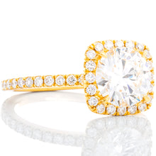 Load image into Gallery viewer, 2.13ctw Round Brilliant Center with Cushion Diamond Halo &amp; Shoulders
