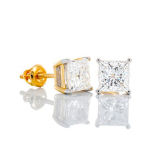 Load image into Gallery viewer, 2.00ctw Princess Cut Lab Diamond Solitaire Studs
