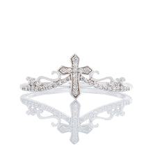 Load image into Gallery viewer, 0.09ctw Diamond Chevron Style Cross ring with Filigree Design
