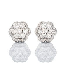 Load image into Gallery viewer, 0.45ctw Flower Cluster with Diamond Halo Earring Stud

