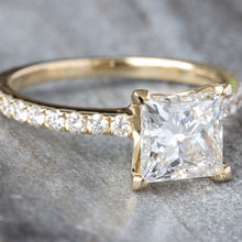 Load image into Gallery viewer, 1.97ctw Princess Cut Lab Created Center with Natural Diamond Pave Shoulders
