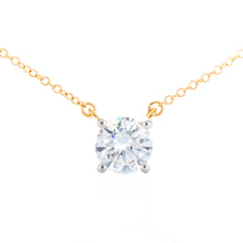 Load image into Gallery viewer, 1.00ct Lab Created Round Solitaire Prong Set on Rolo Chain
